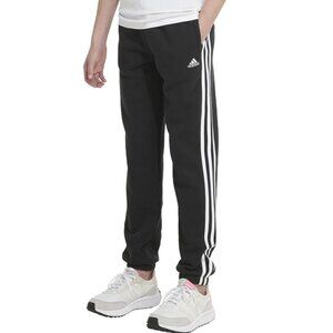 adidas Girls' Elastic Waistband 3-Stripe Cotton Fleece Joggers